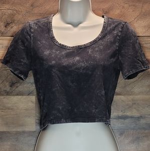 ARITZIA Talula Grunge Cropped Faded Black Short Sleeve Stretchy Top Sz M